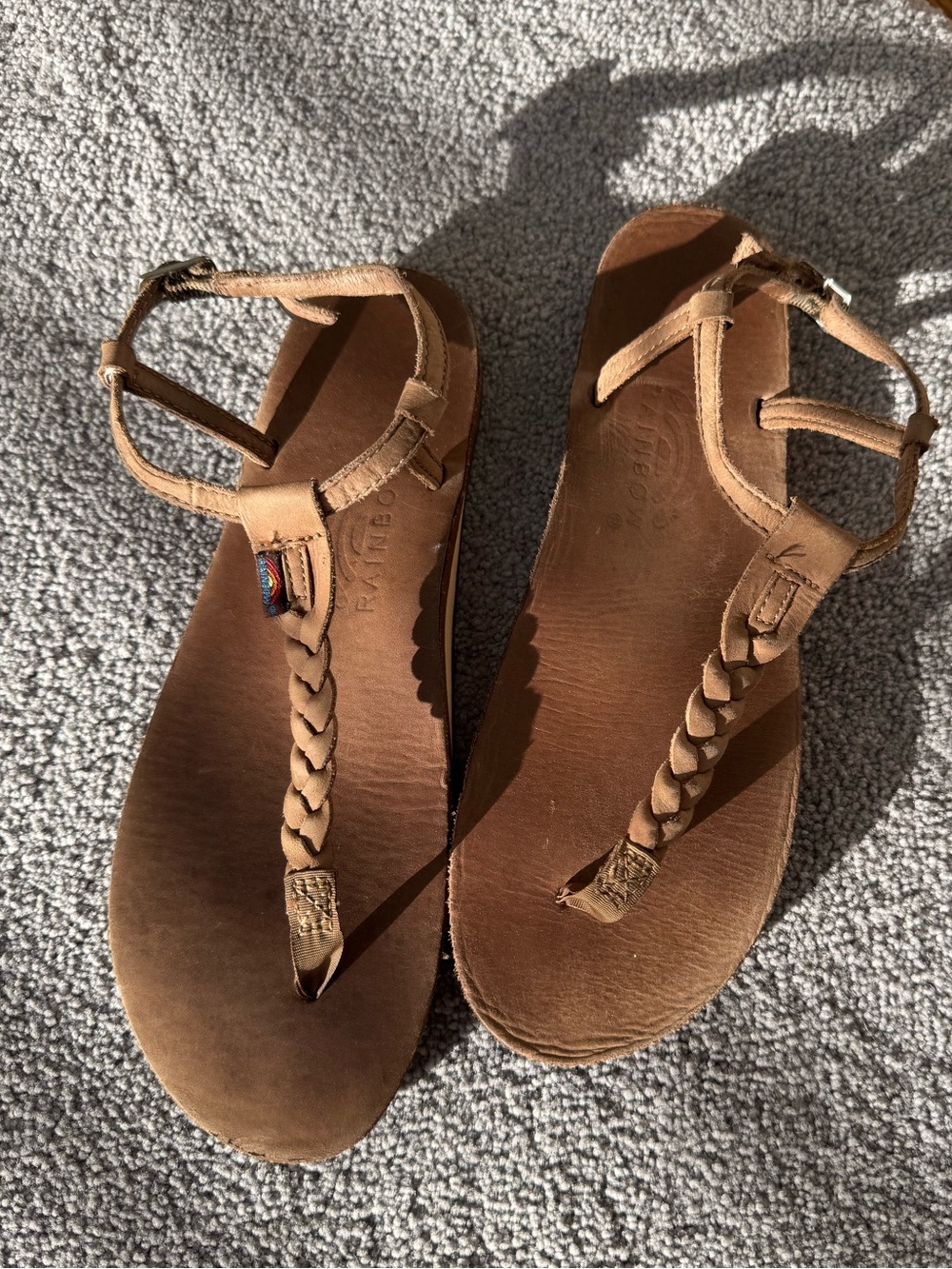 Rainbow t strap sandals